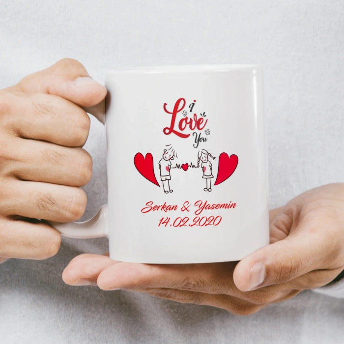 Happy Valentines Day Kalp Çerçeve Kupası