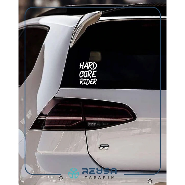 Hard Core Rider Sticker 17x17 Cm Beyaz