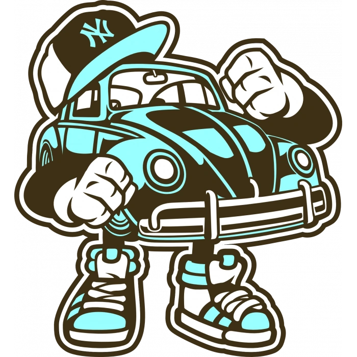 Havalı Araba Sticker 10x10 cmRenkli Sticker