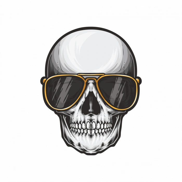 Havalı Kurukafa Sticker 10x10 cmRenkli Sticker