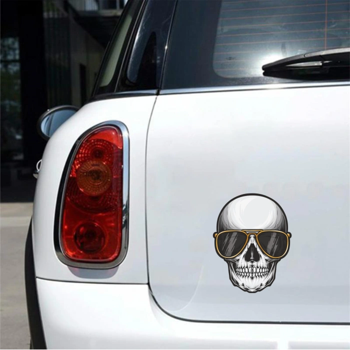 Havalı Kurukafa Sticker 10x10 cmRenkli Sticker