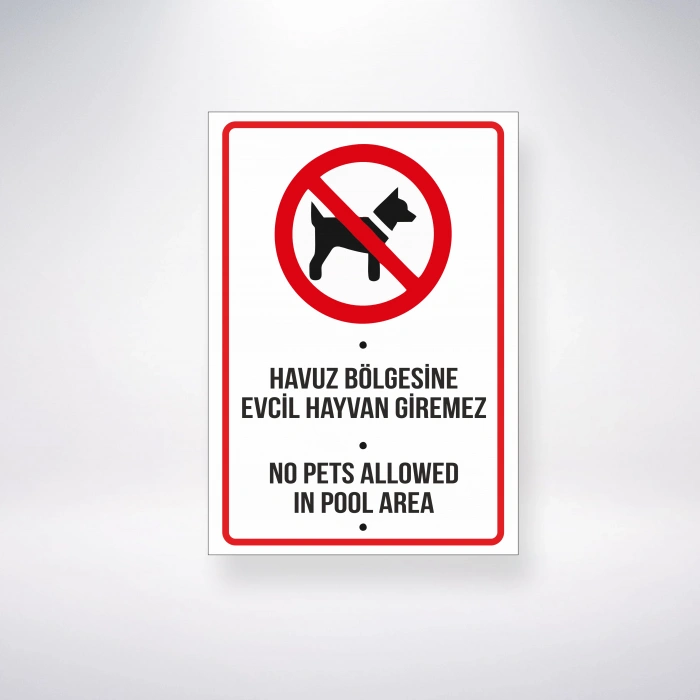 Havuz Bölgesine Evcil Hayvan Giremez Sticker 20X28 Cm