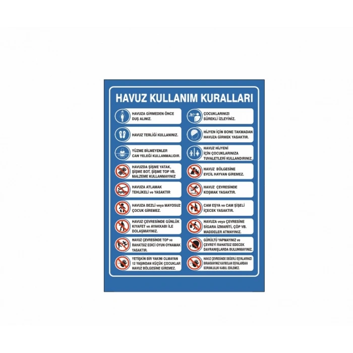 Havuz Kullanım Kuralları Sticker 20X28 Cm