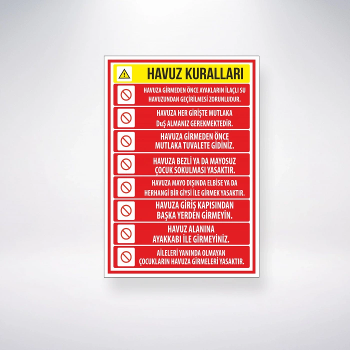 Havuz Kuralları Sticker 20X28 Cm