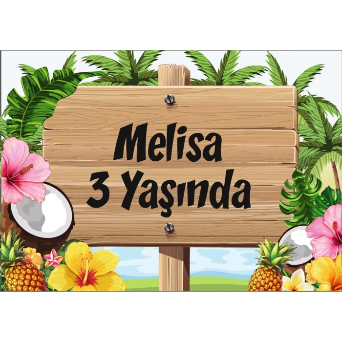 Hawaii Tabela Doğum Günü Afişi 35X50 cm
