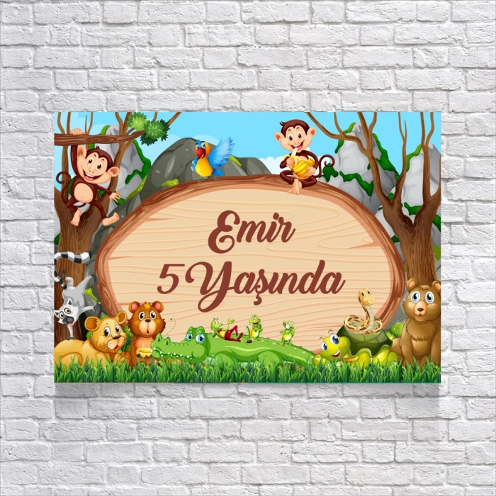 Hayvanat Bahçesi Temalı Doğum Günü Afişi 50X70 cm