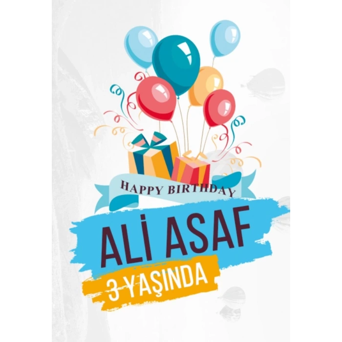 Hediyeler ve Balonlar Temalı Doğum Günü Afişi 50X70 cm