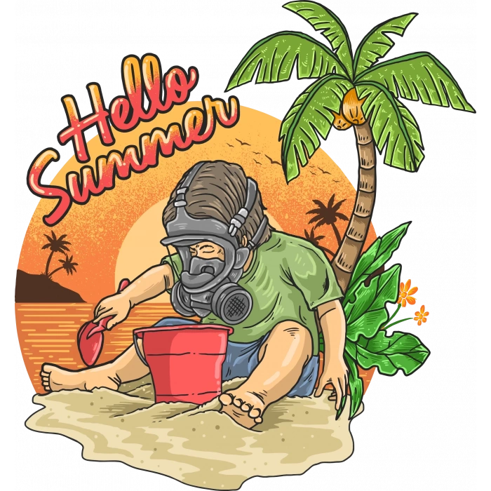 Hello Summer Sticker 10x10 cmRenkli Sticker