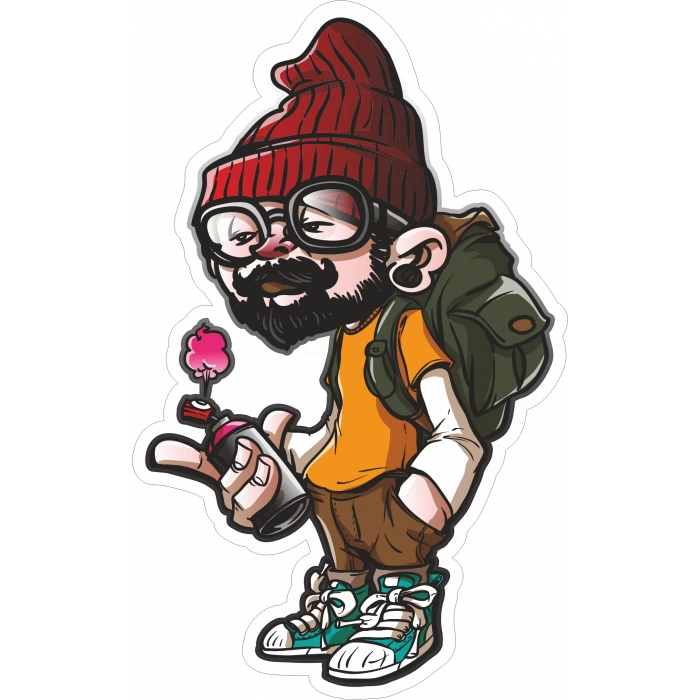 Hippi Sticker 10x10 cmRenkli Sticker