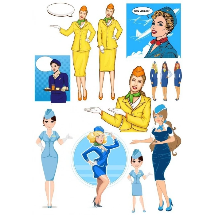 Hostes Sticker Set-1 12 Parça Telefon, Tablet, Defter, Laptop Sticker