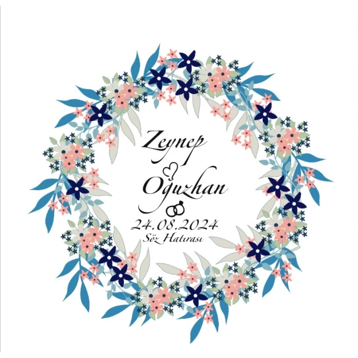 İçbükey Kare Mühür Kına Nişan Düğün 3x3 cm özel etiket / 50 adet sticker