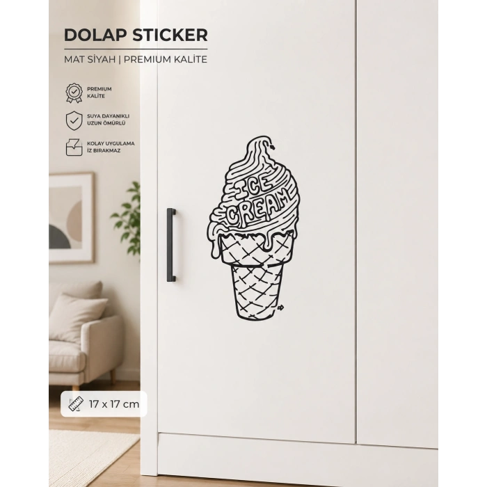 İce Cream Dondurma 17x17 Cm Sticker Folyo