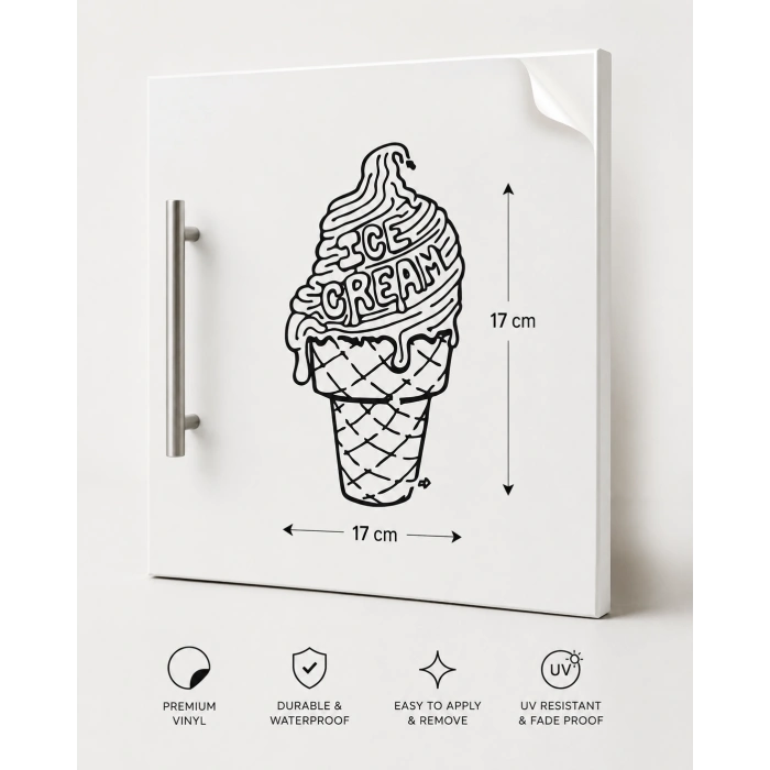 İce Cream Dondurma 17x17 Cm Sticker Folyo