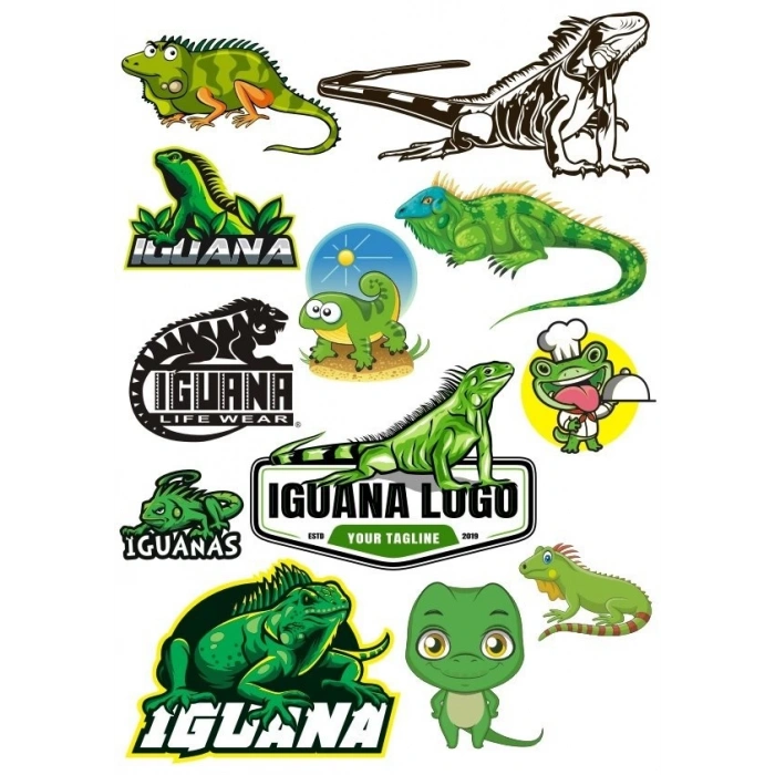 İguana Sticker Set-2 12 Parça Telefon, Tablet, Defter, Laptop Sticker