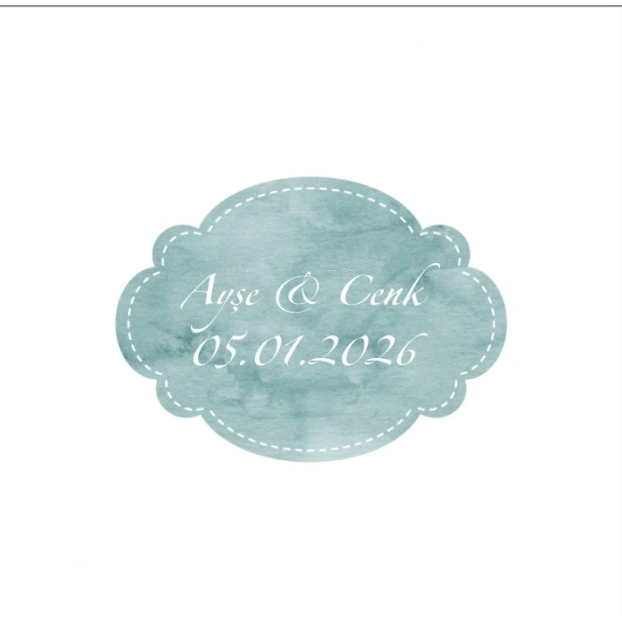 İkili Zincir Örgülü Kare Mühür Kına Nişan Düğün 3x3 cm özel etiket / 50 adet sticker