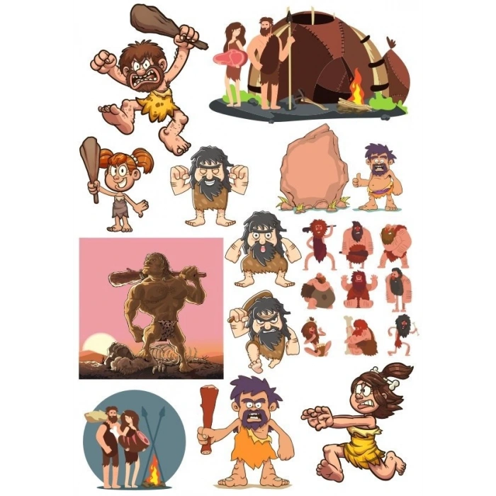 İlkel İnsanlar Sticker Set 25 Parça Telefon, Tablet, Defter, Laptop Sticker