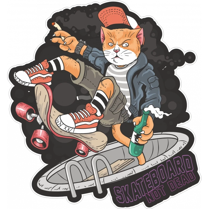 Kızgın Kedi Sticker 10x10 cmRenkli Sticker