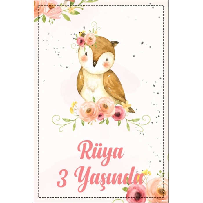 Baykuş Temalı Doğum Günü Afişi 50X70 cm