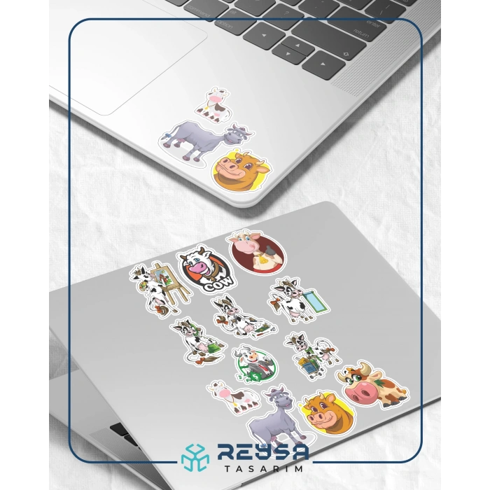 İnek Sticker Set-1 13 Parça Telefon, Tablet, Defter, Laptop Sticker