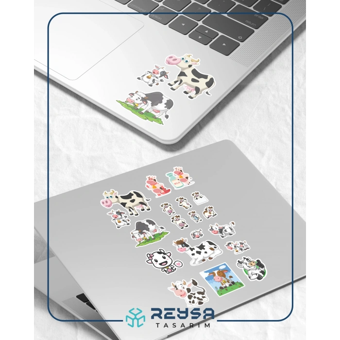 İnek Sticker Set-2 19 Parça Telefon, Tablet, Defter, Laptop Sticker