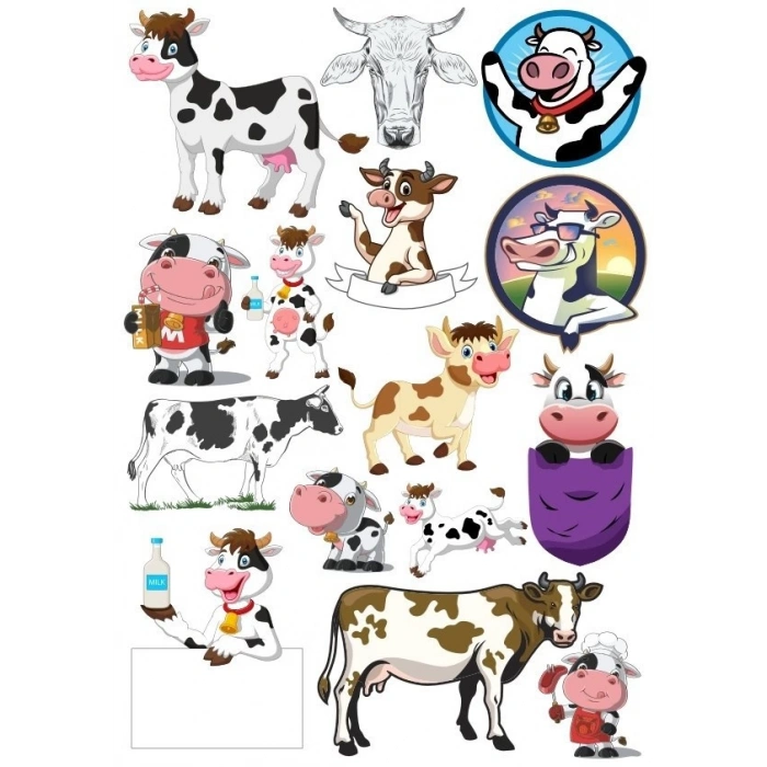 İnek Sticker Set-3 13 Parça Telefon, Tablet, Defter, Laptop Sticker