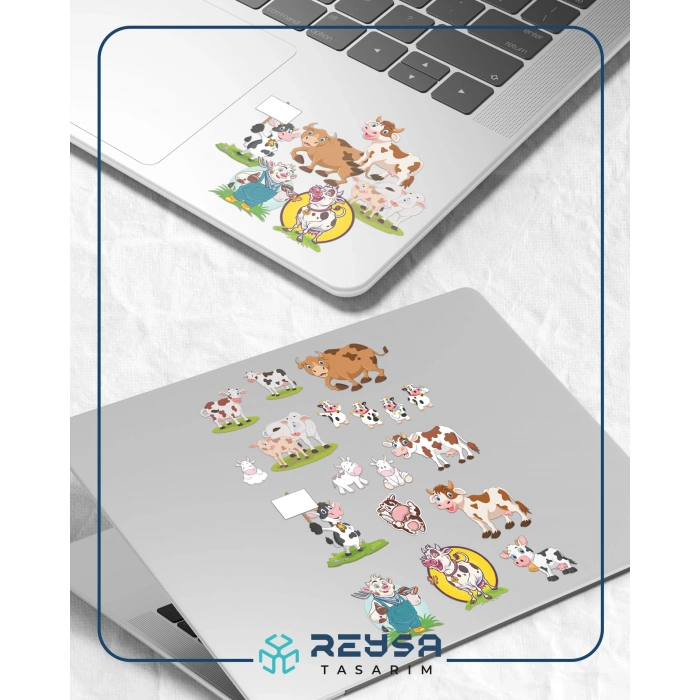 İnek Sticker Set-4 27 Parça Telefon, Tablet, Defter, Laptop Sticker