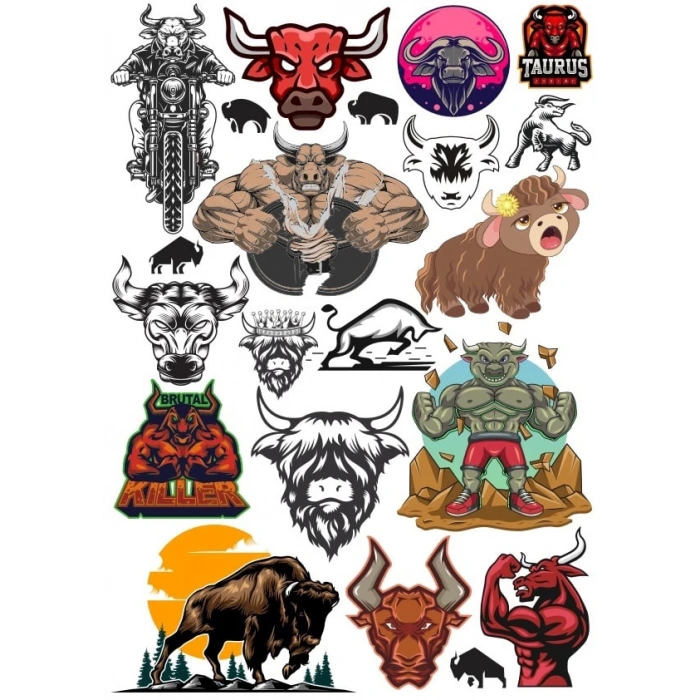 İnek Sticker Set 5 18 Parça Telefon, Tablet, Defter, Laptop Sticker