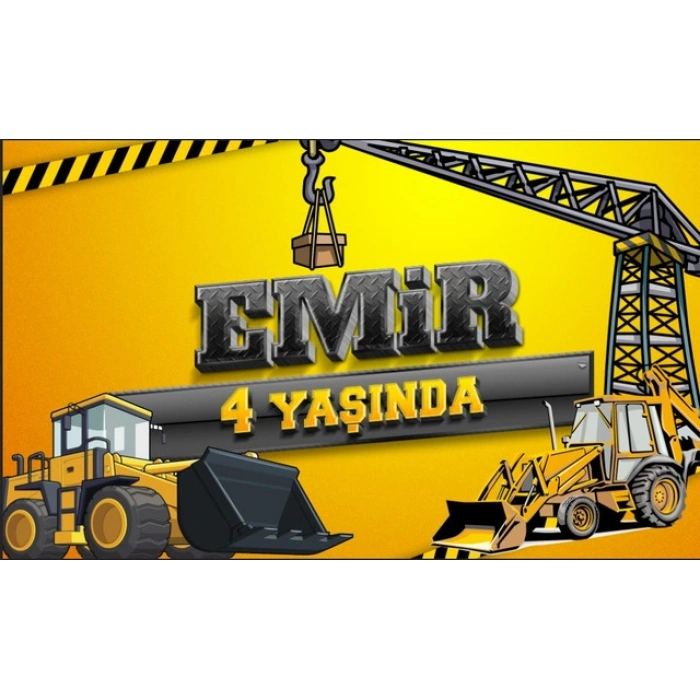 İnşaat ve İş Makineleri Doğum Günü Afişi - 50x70 Cm