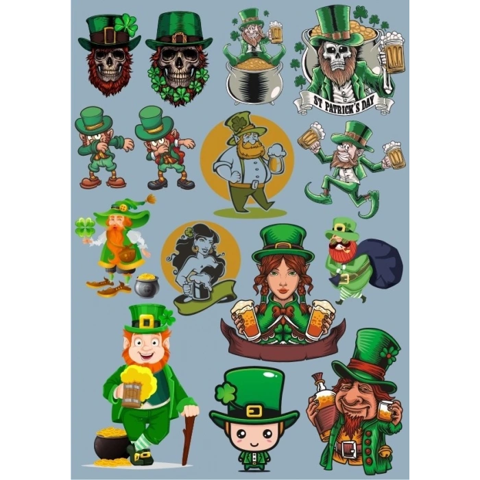 İrlandalı Sticker Set-3 17 Parça Telefon, Tablet, Defter, Laptop Sticker
