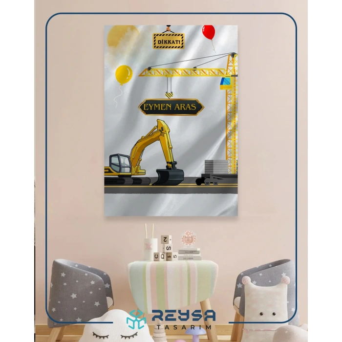 İş Makinaları Doğum Günü Afişi 50X70 cm