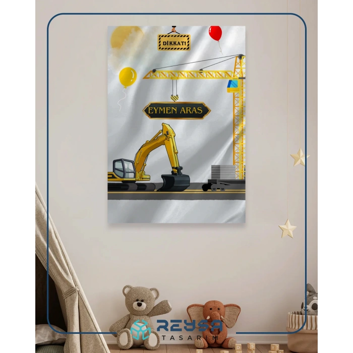 İş Makinaları Doğum Günü Afişi 70X100 cm