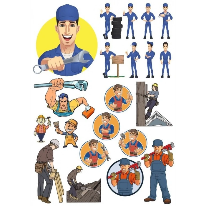 İşçi Sticker Set-1 15 Parça Telefon, Tablet, Defter, Laptop Sticker