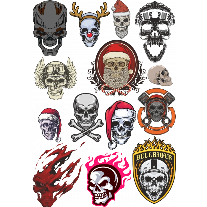 İskelet Kuru Kafa Sticker Set-3 12 Parça Telefon, Tablet, Defter, Laptop Sticker