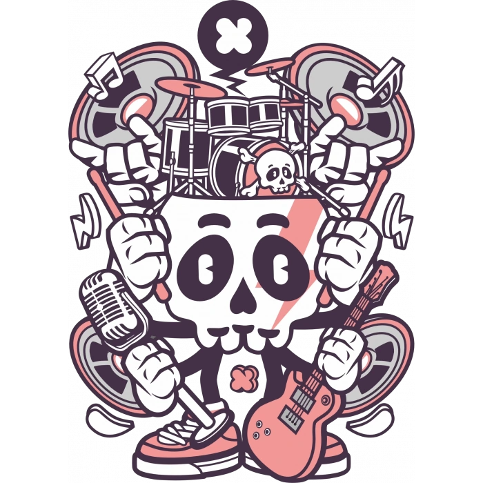 iskelet Müzik Grubu Sticker 10x10 cmRenkli Sticker