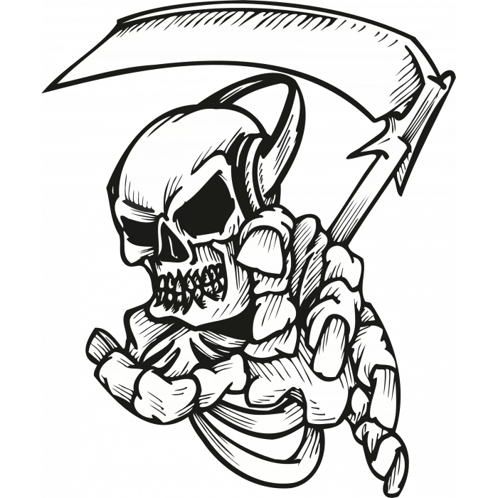 Azrail Kurukafa Sticker 10x10 cmRenkli Sticker