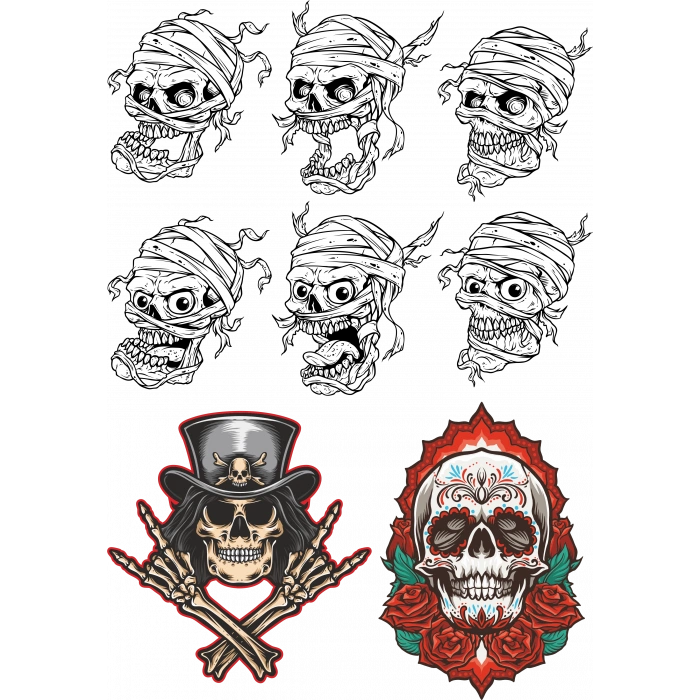 İskelet Sticker Set-1 8 Parça Telefon, Tablet, Defter, Laptop Sticker