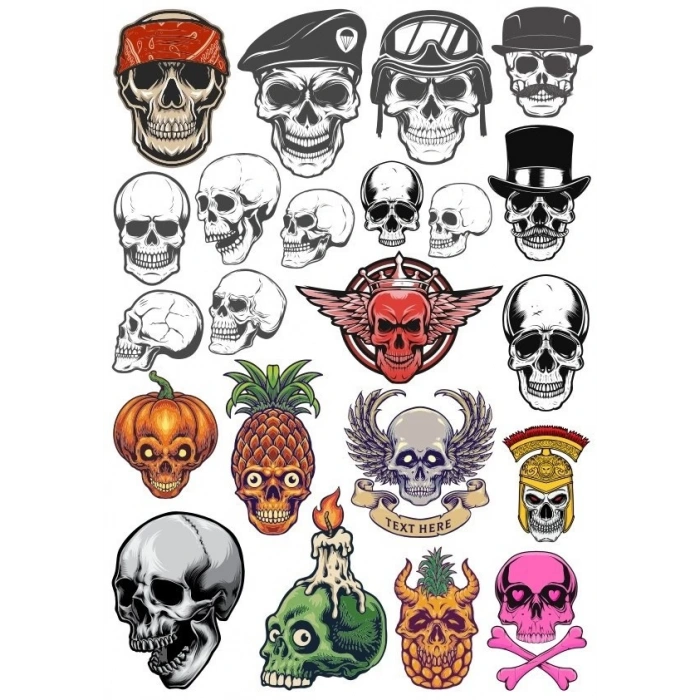 İskelet Sticker Set-13 25 Parça Telefon, Tablet, Defter, Laptop Sticker