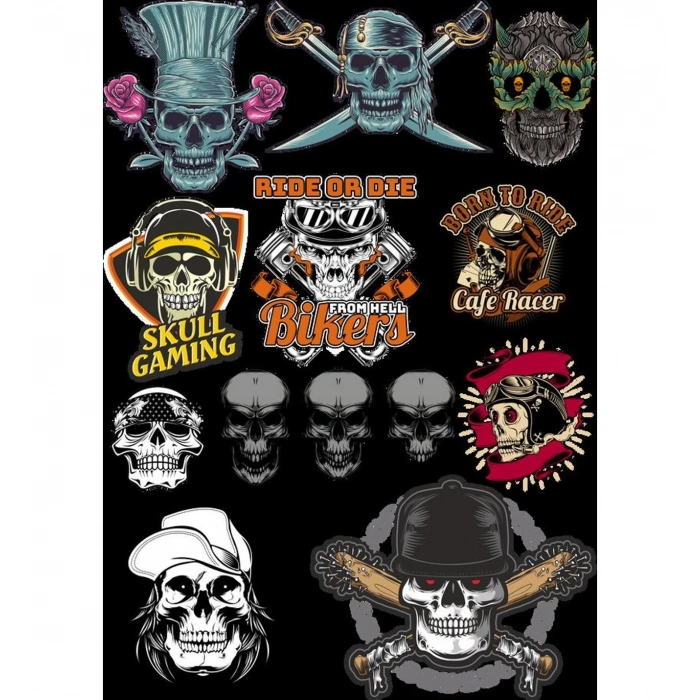 İskelet Sticker Set-3 13 Parça Telefon, Tablet, Defter, Laptop Sticker