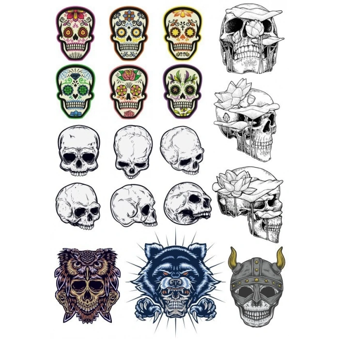 İskelet Sticker Set-5 18 Parça Telefon, Tablet, Defter, Laptop Sticker