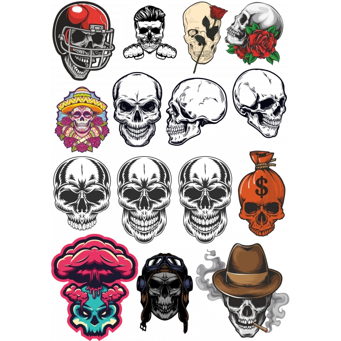 İskelet Sticker Set-6 15 Parça Telefon, Tablet, Defter, Laptop Sticker