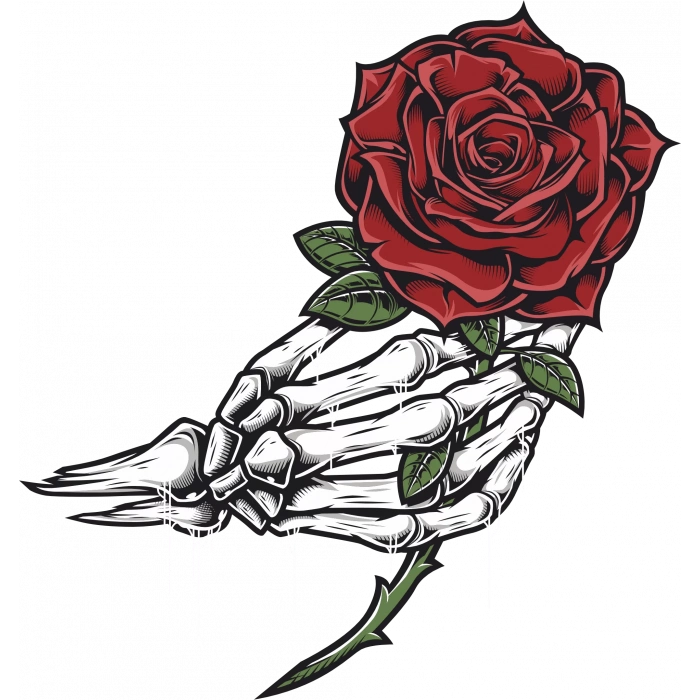 iskelet ve El Sticker 10x10 cmRenkli Sticker