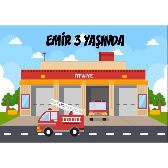 İtfaiye Temalı Doğıum Günü Afişi 50X70 cm