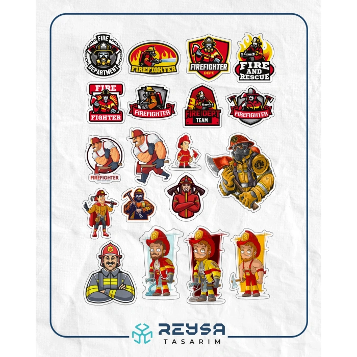 İtfaiyeci Sticker Set 3 20 Parça Telefon, Tablet, Defter, Laptop Sticker