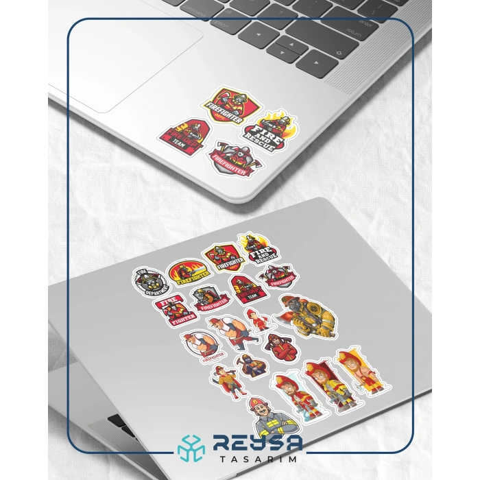İtfaiyeci Sticker Set 3 20 Parça Telefon, Tablet, Defter, Laptop Sticker