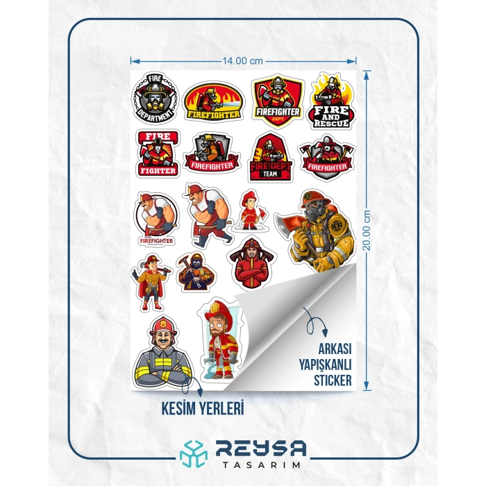 İtfaiyeci Sticker Set 3 20 Parça Telefon, Tablet, Defter, Laptop Sticker