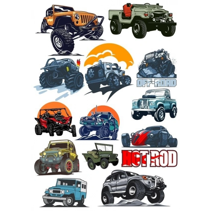 Jeep Offroad Araba Sticker Set 13 Parça Telefon, Tablet, Defter, Laptop Sticker