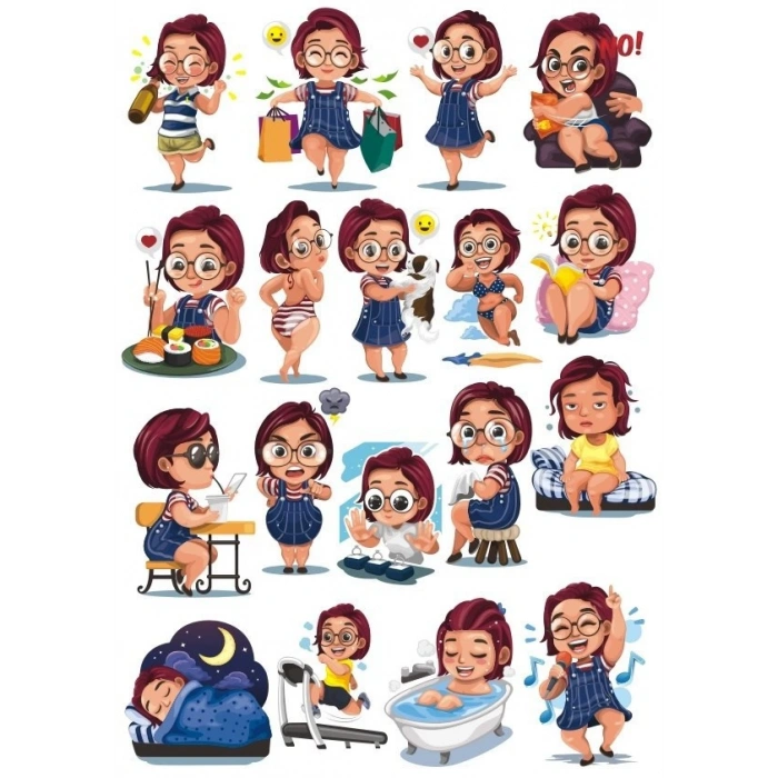 Kadın Stciker Set-4 15 Parça Telefon, Tablet, Defter, Laptop Sticker