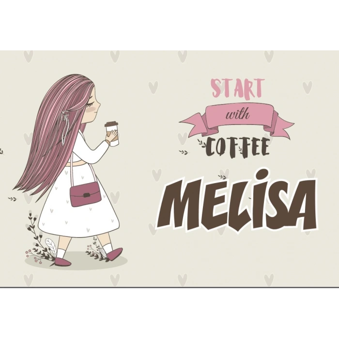 Kahve İçen Kız Doğum Günü Afişi 50X70 cm