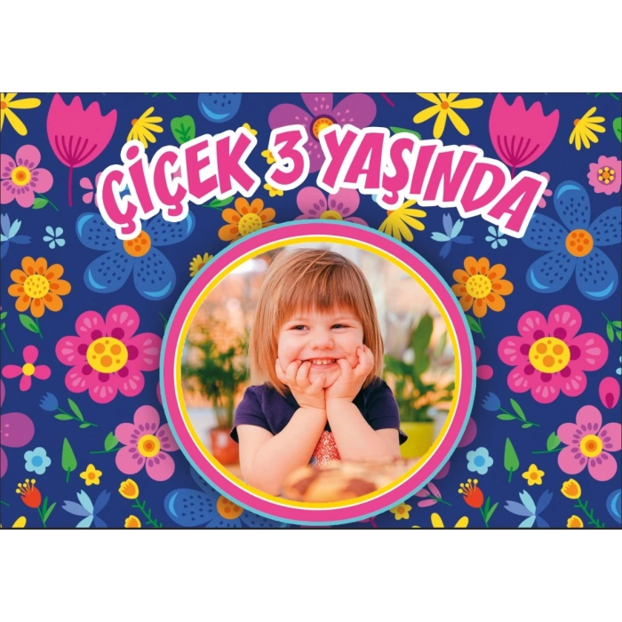 Çiçek Temalı Doğum Günü Afişi 100X150 cm