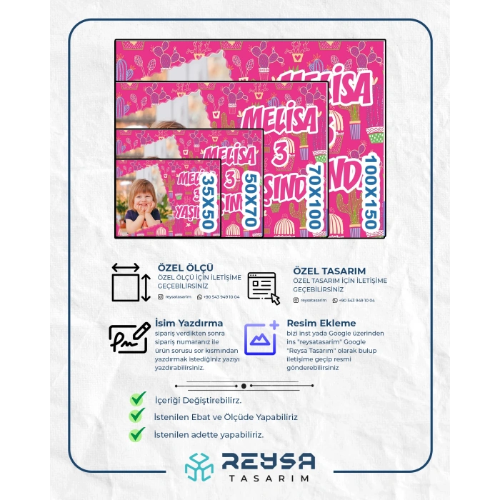 Kaktüs Temalı Doğum Günü Afiş 100X150 cm